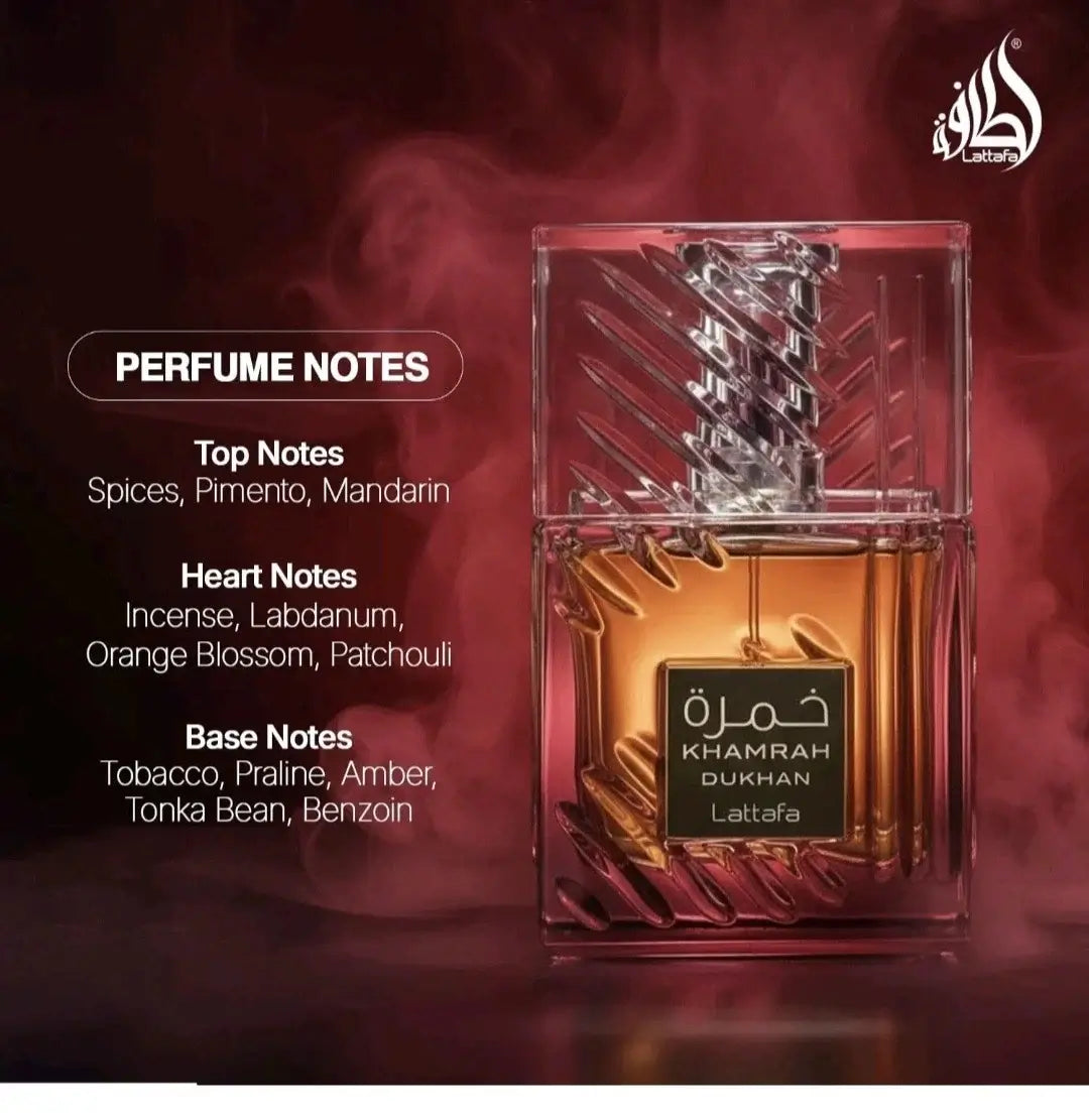 Lattafa Khamrah Dukhan Parfum kaufen - Luxus Verpackung rauchiger Duft