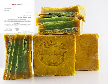 1 x DIE ORIGINALE ALEPPOSEIFE | 190g | 85% Olivenöl/15% Lorbeeröl | Vegan | Naturseife